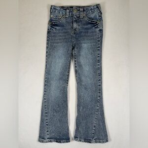 TRUE RELIGION Girls’ Joey High-Rise Flare Embellished Denim Jeans Western Size 7